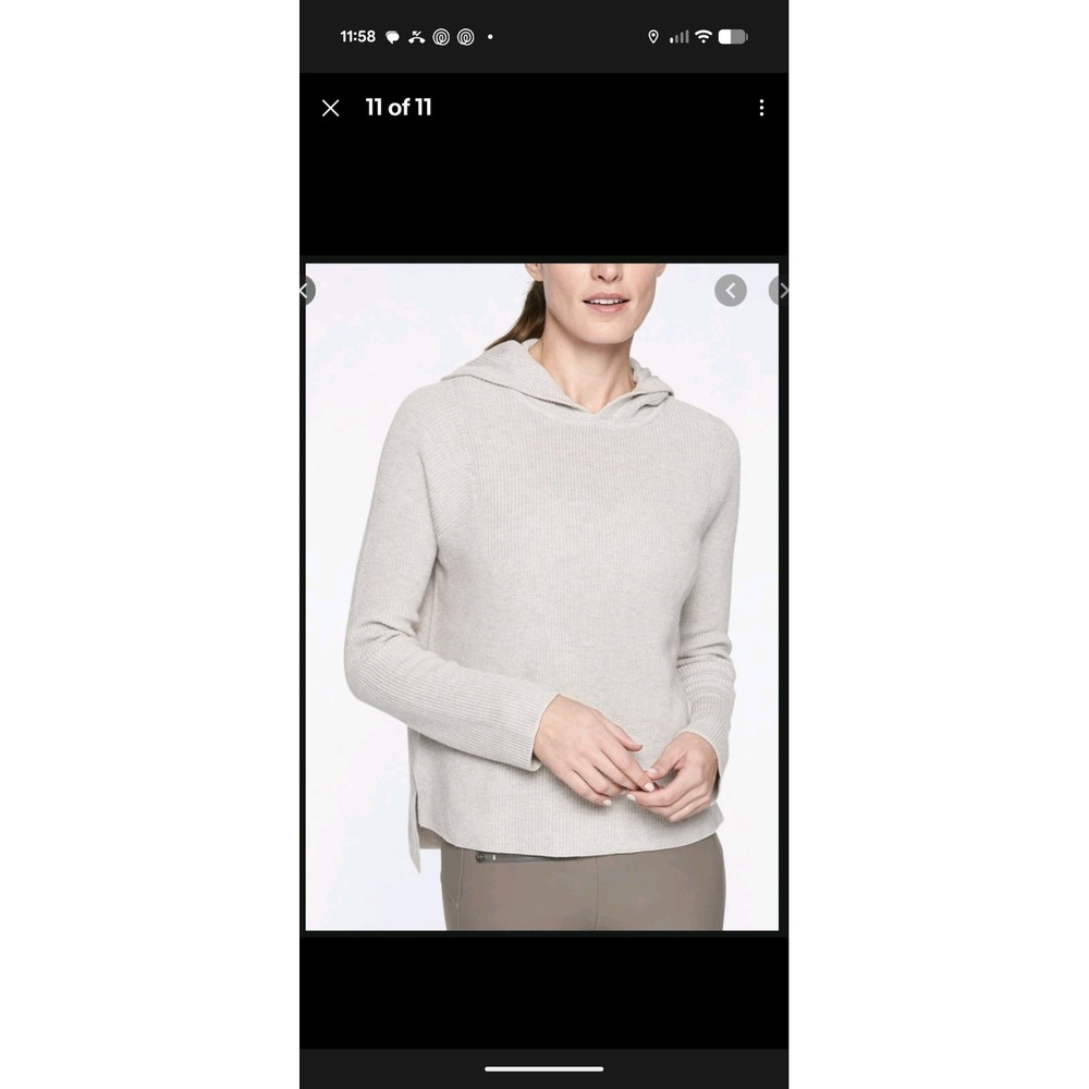 Athleta Rest Day Hoodie Womens Small Long Sleeve Pima Oversize Sweater‎ grey